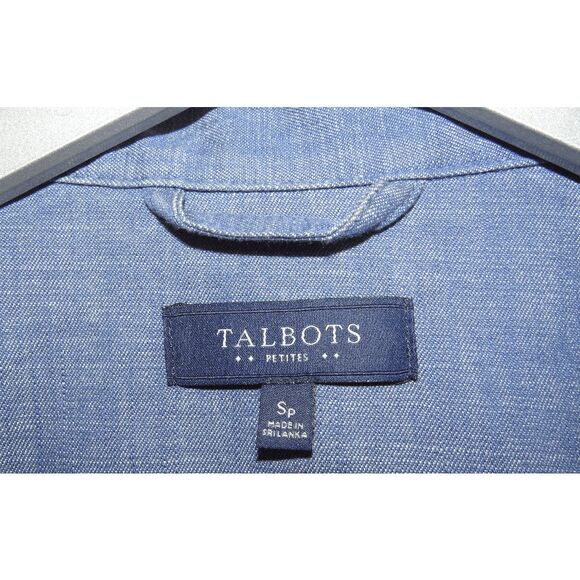 Talbots Twill Jacket Chambray Chore Coat Women's SP Petite Blue Denim Button Up - Picture 9 of 11